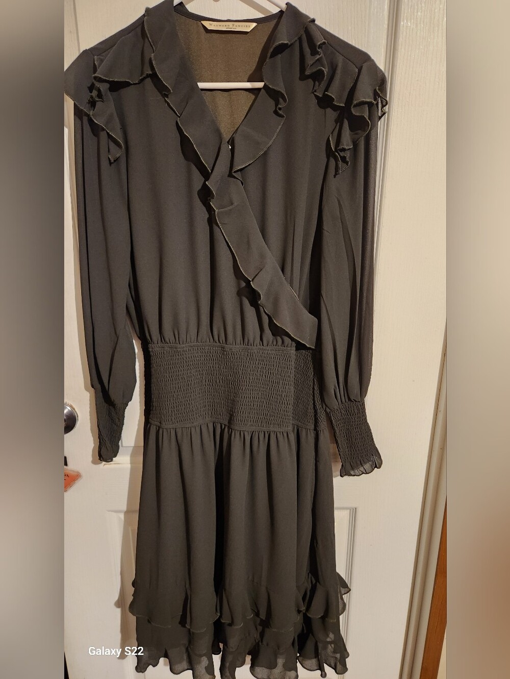 PRELOVED WAYWARD FANCIES eshakti Ruffled Smocked Waist Midi Dress SIZE M